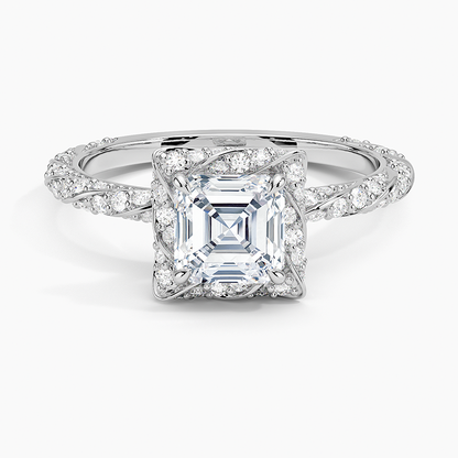 1.50 Karat Asscher Halo Tasarım Tektaş Laboratuvar Pırlanta Yüzük 18k  -Elyra - Bold Diamonds
