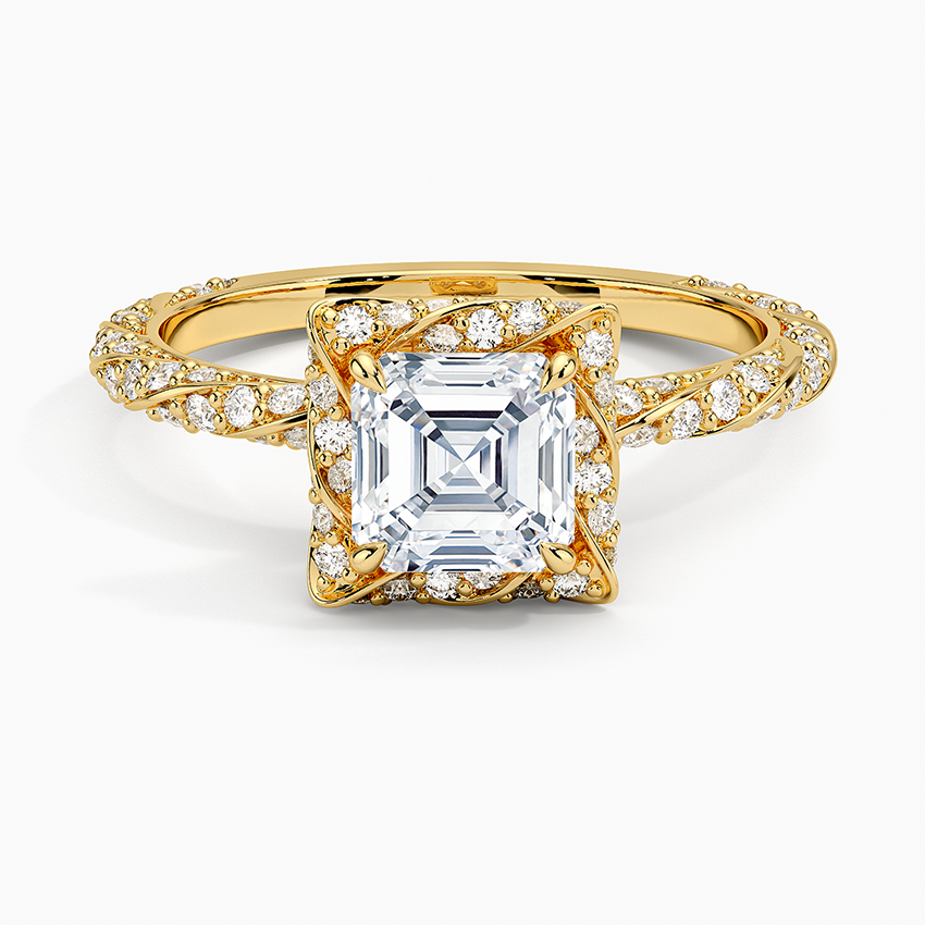 1.50 Karat Asscher Halo Tasarım Tektaş Laboratuvar Pırlanta Yüzük 18k  -Elyra - Bold Diamonds