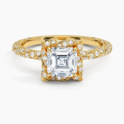 1.50 Karat Asscher Halo Tasarım Tektaş Laboratuvar Pırlanta Yüzük 18k  -Elyra - Bold Diamonds