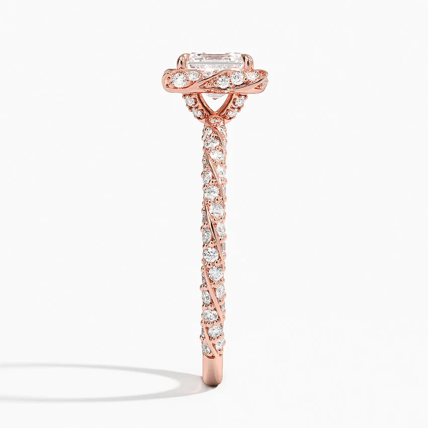1.50 Karat Asscher Halo Tasarım Tektaş Laboratuvar Pırlanta Yüzük 18k  -Elyra - Bold Diamonds