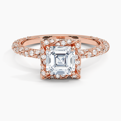 1.50 Karat Asscher Halo Tasarım Tektaş Laboratuvar Pırlanta Yüzük 18k  -Elyra - Bold Diamonds