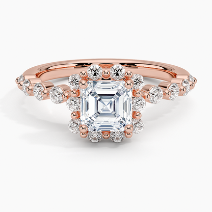 1.50 Karat Asscher Halo Tasarım Tektaş Laboratuvar Pırlanta Yüzük 18K -Mirara - Bold Diamonds