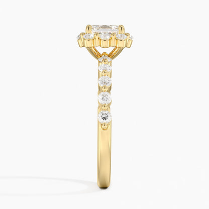1.50 Karat Asscher Halo Tasarım Tektaş Laboratuvar Pırlanta Yüzük 18K -Mirara - Bold Diamonds