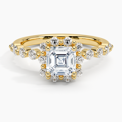 1.50 Karat Asscher Halo Tasarım Tektaş Laboratuvar Pırlanta Yüzük 18K -Mirara - Bold Diamonds