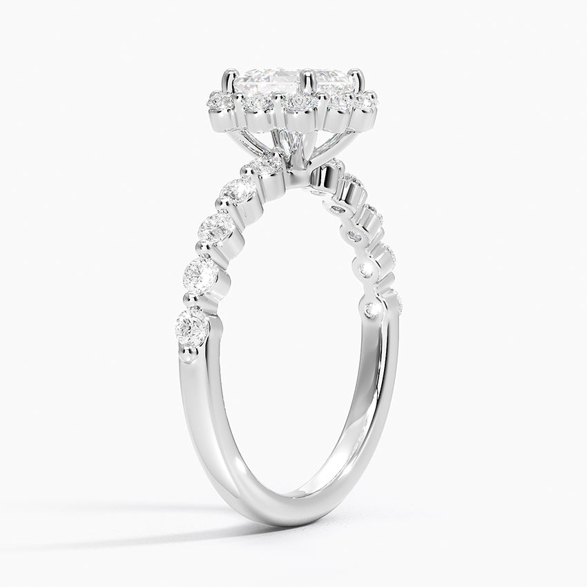 1.50 Karat Asscher Halo Tasarım Tektaş Laboratuvar Pırlanta Yüzük 18K -Mirara - Bold Diamonds