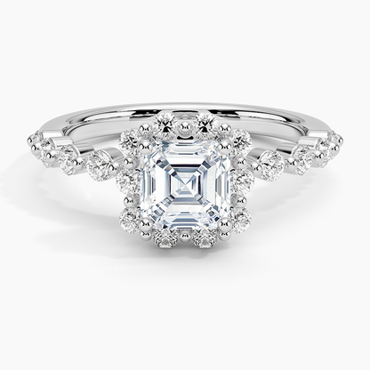 1.50 Karat Asscher Halo Tasarım Tektaş Laboratuvar Pırlanta Yüzük 18K -Mirara - Bold Diamonds