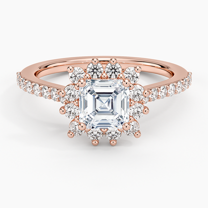 1,50 Karat Asscher Halo Tasarım Tektaş Laboratuvar Pırlanta Yüzük 18K -Seraphina - Bold Diamonds