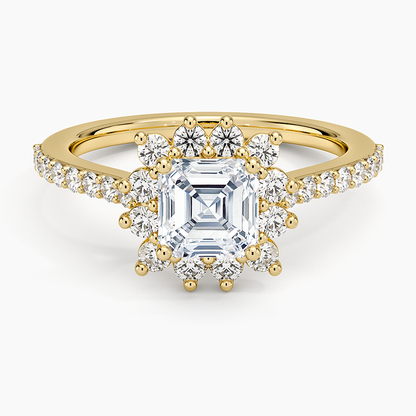 1,50 Karat Asscher Halo Tasarım Tektaş Laboratuvar Pırlanta Yüzük 18K -Seraphina - Bold Diamonds