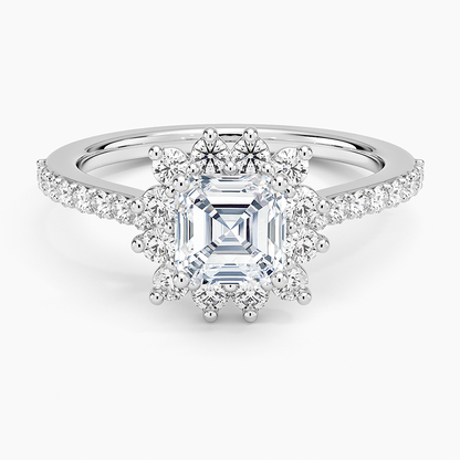 1,50 Karat Asscher Halo Tasarım Tektaş Laboratuvar Pırlanta Yüzük 18K -Seraphina - Bold Diamonds