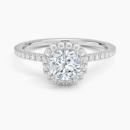 1,50 Karat Cushion Halo Tasarım Tektaş Laboratuvar Pırlanta Yüzük 18K -Celestia - Bold Diamonds