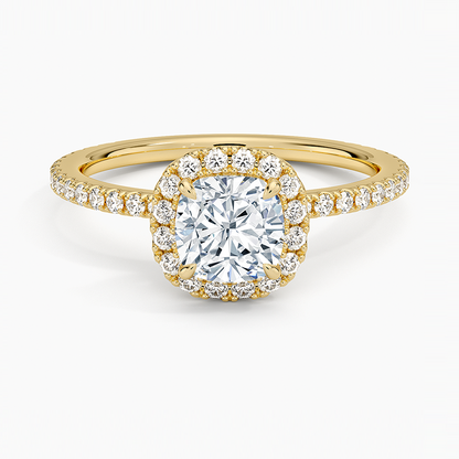 1,50 Karat Cushion Halo Tasarım Tektaş Laboratuvar Pırlanta Yüzük 18K -Celestia - Bold Diamonds