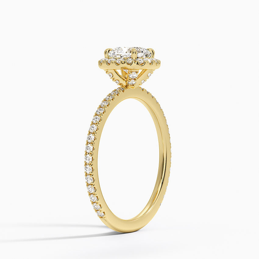 1,50 Karat Cushion Halo Tasarım Tektaş Laboratuvar Pırlanta Yüzük 18K -Celestia - Bold Diamonds
