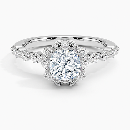 1.50 Karat Cushion Halo Tasarım Tektaş Laboratuvar Pırlanta Yüzük 18K -Mirara - Bold Diamonds
