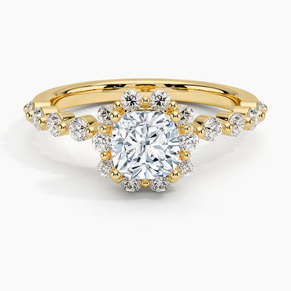 1.50 Karat Cushion Halo Tasarım Tektaş Laboratuvar Pırlanta Yüzük 18K -Mirara - Bold Diamonds