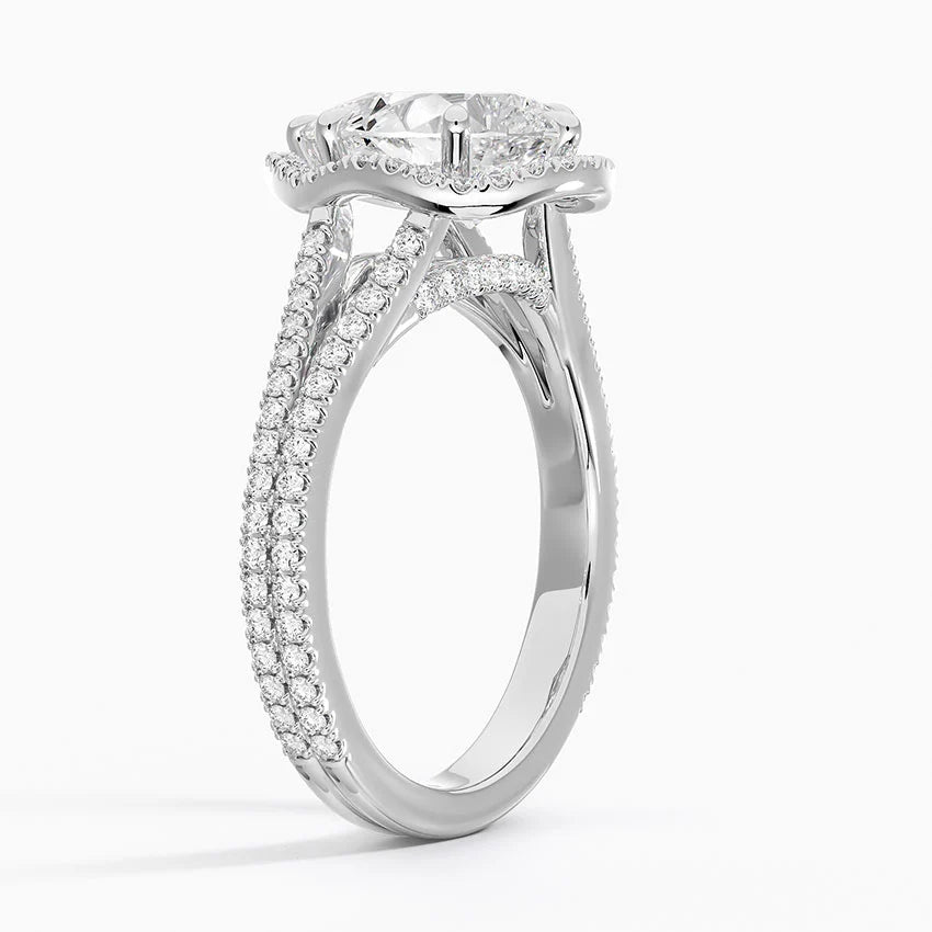 1,50 Karat Damla Halo Tasarım Tektaş Laboratuvar Pırlanta Yüzük 18K - Aurelia - Bold Diamonds