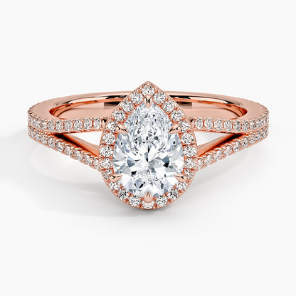 1,50 Karat Damla Halo Tasarım Tektaş Laboratuvar Pırlanta Yüzük 18K - Aurelia - Bold Diamonds