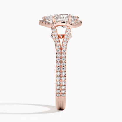 1,50 Karat Damla Halo Tasarım Tektaş Laboratuvar Pırlanta Yüzük 18K - Aurelia - Bold Diamonds
