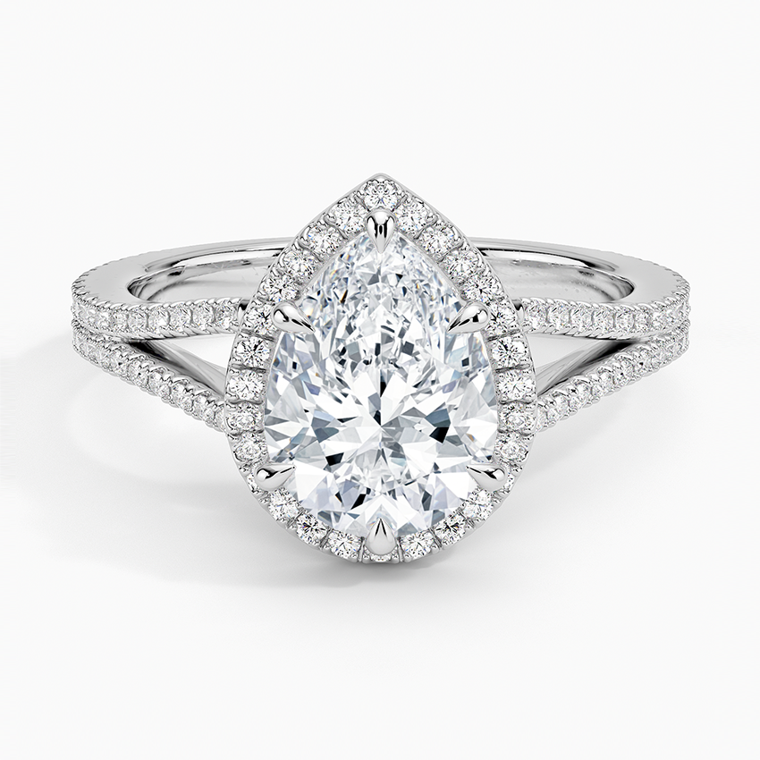 1,50 Karat Damla Halo Tasarım Tektaş Laboratuvar Pırlanta Yüzük 18K - Aurelia - Bold Diamonds