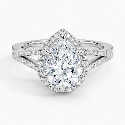 1,50 Karat Damla Halo Tasarım Tektaş Laboratuvar Pırlanta Yüzük 18K - Aurelia - Bold Diamonds