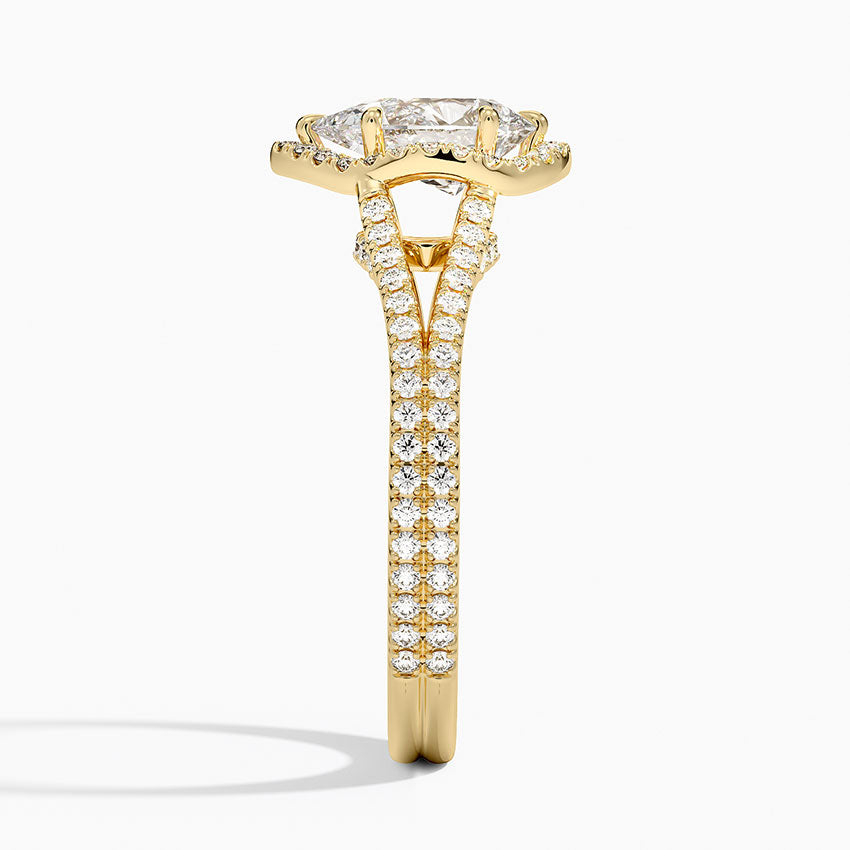 1,50 Karat Damla Halo Tasarım Tektaş Laboratuvar Pırlanta Yüzük 18K - Aurelia - Bold Diamonds