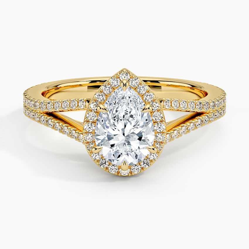 1,50 Karat Damla Halo Tasarım Tektaş Laboratuvar Pırlanta Yüzük 18K - Aurelia - Bold Diamonds