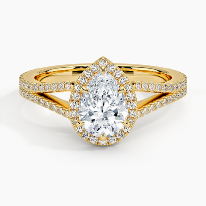 1,50 Karat Damla Halo Tasarım Tektaş Laboratuvar Pırlanta Yüzük 18K - Aurelia - Bold Diamonds