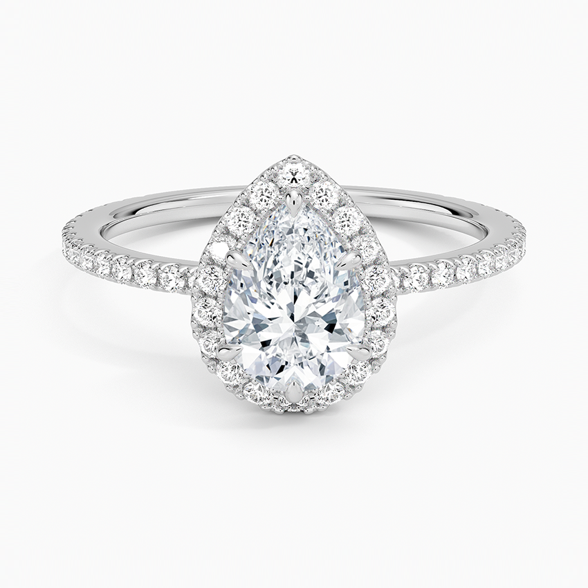 1,50 Karat Damla Halo Tasarım Tektaş Laboratuvar Pırlanta Yüzük 18K - Celestia - Bold Diamonds