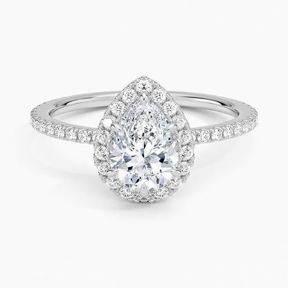 1,50 Karat Damla Halo Tasarım Tektaş Laboratuvar Pırlanta Yüzük 18K - Celestia - Bold Diamonds