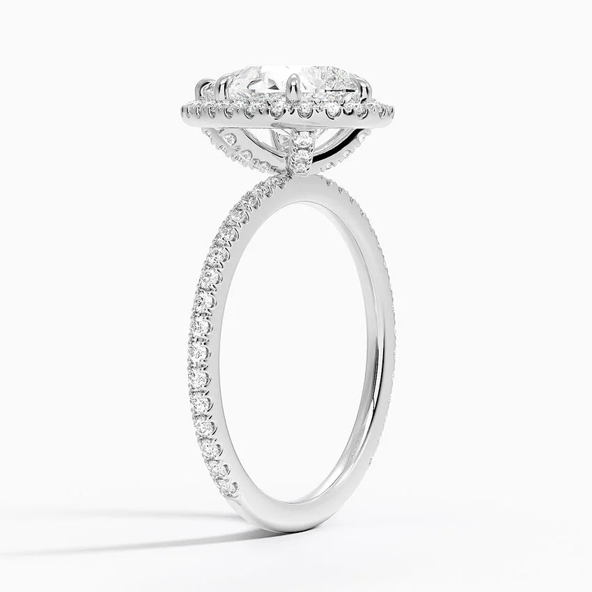 1,50 Karat Damla Halo Tasarım Tektaş Laboratuvar Pırlanta Yüzük 18K - Celestia - Bold Diamonds