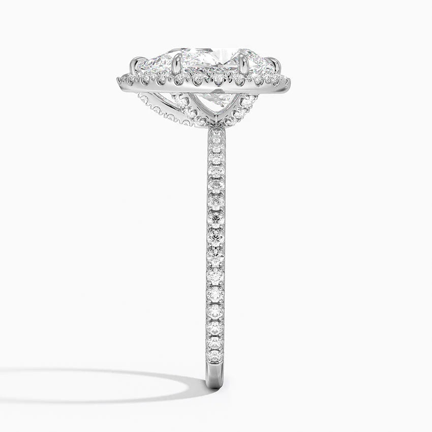 1,50 Karat Damla Halo Tasarım Tektaş Laboratuvar Pırlanta Yüzük 18K - Celestia - Bold Diamonds