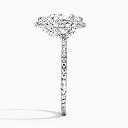 1,50 Karat Damla Halo Tasarım Tektaş Laboratuvar Pırlanta Yüzük 18K - Celestia - Bold Diamonds