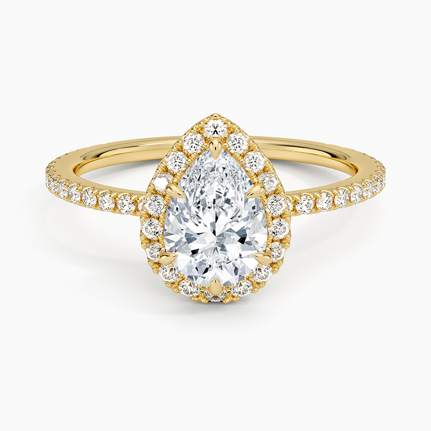 1,50 Karat Damla Halo Tasarım Tektaş Laboratuvar Pırlanta Yüzük 18K - Celestia - Bold Diamonds
