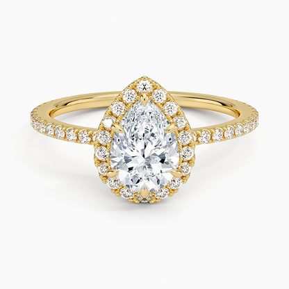 1,50 Karat Damla Halo Tasarım Tektaş Laboratuvar Pırlanta Yüzük 18K - Celestia - Bold Diamonds