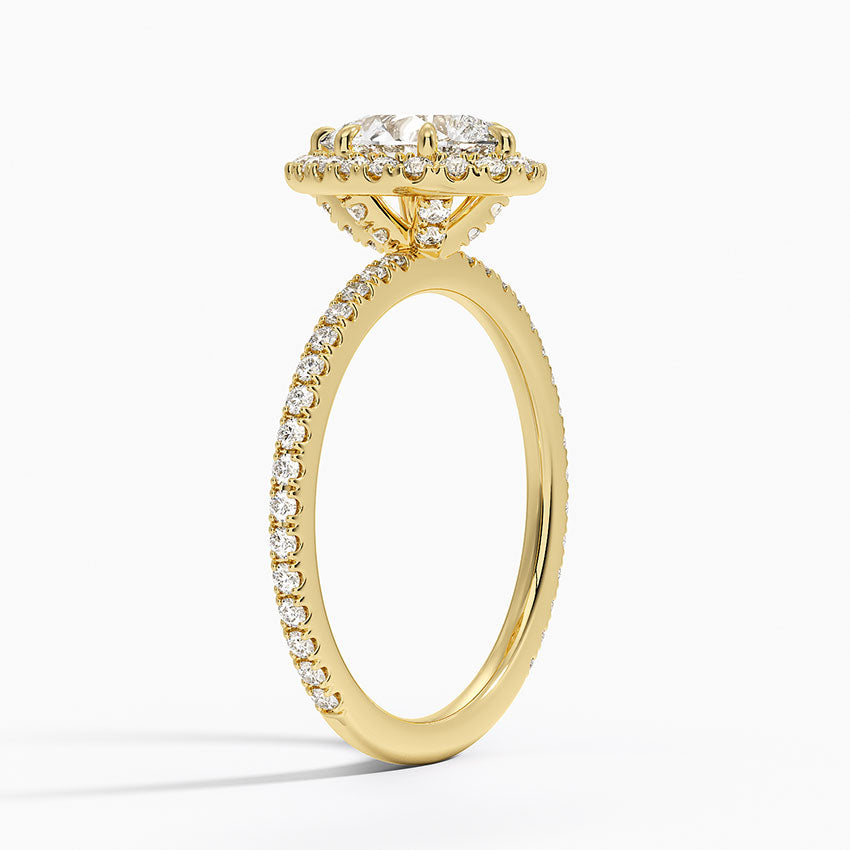 1,50 Karat Damla Halo Tasarım Tektaş Laboratuvar Pırlanta Yüzük 18K - Celestia - Bold Diamonds