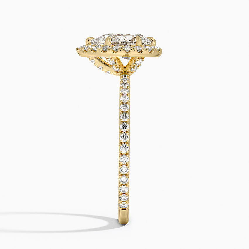 1,50 Karat Damla Halo Tasarım Tektaş Laboratuvar Pırlanta Yüzük 18K - Celestia - Bold Diamonds