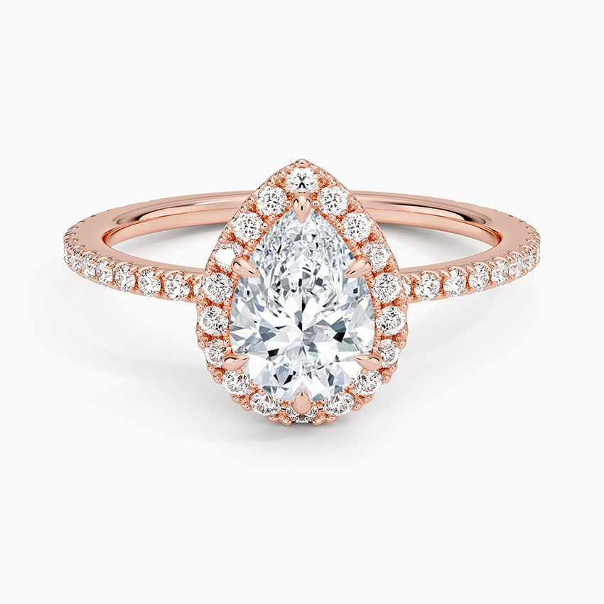 1,50 Karat Damla Halo Tasarım Tektaş Laboratuvar Pırlanta Yüzük 18K - Celestia - Bold Diamonds