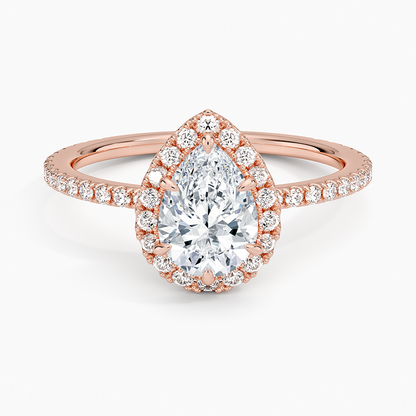 1,50 Karat Damla Halo Tasarım Tektaş Laboratuvar Pırlanta Yüzük 18K - Celestia - Bold Diamonds