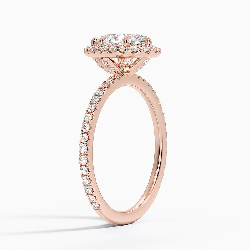 1,50 Karat Damla Halo Tasarım Tektaş Laboratuvar Pırlanta Yüzük 18K - Celestia - Bold Diamonds