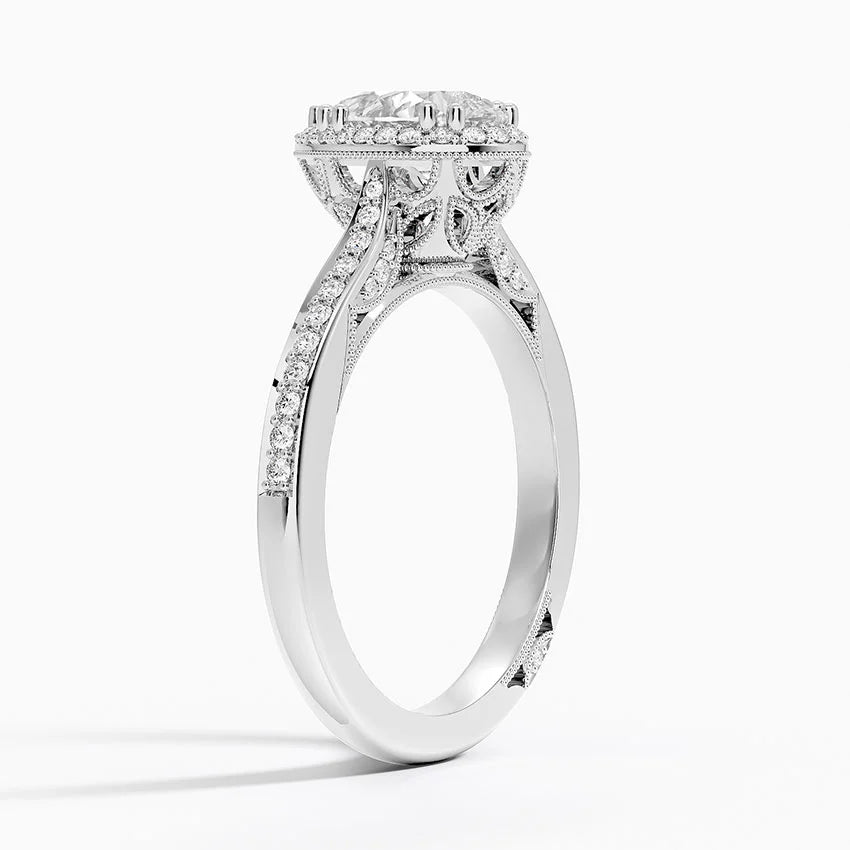1.50 Karat Damla Halo Tasarım Tektaş Laboratuvar Pırlanta Yüzük 18K  -Clarella - Bold Diamonds