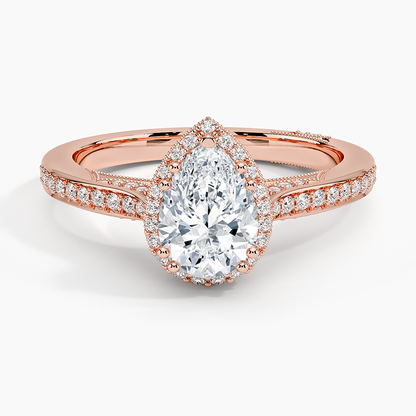 1.50 Karat Damla Halo Tasarım Tektaş Laboratuvar Pırlanta Yüzük 18K  -Clarella - Bold Diamonds