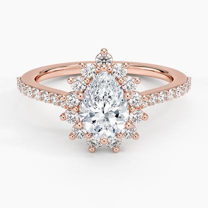 1,50 Karat Damla Halo Tasarım Tektaş Laboratuvar Pırlanta Yüzük 18K-Seraphina - Bold Diamonds
