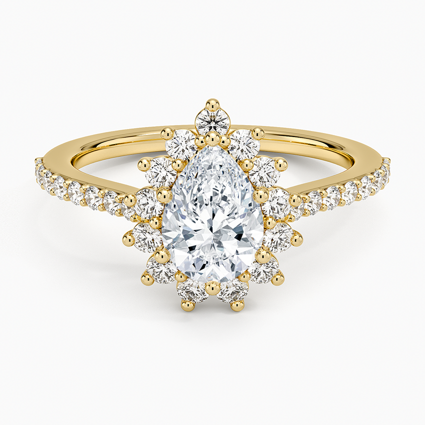 1,50 Karat Damla Halo Tasarım Tektaş Laboratuvar Pırlanta Yüzük 18K-Seraphina - Bold Diamonds