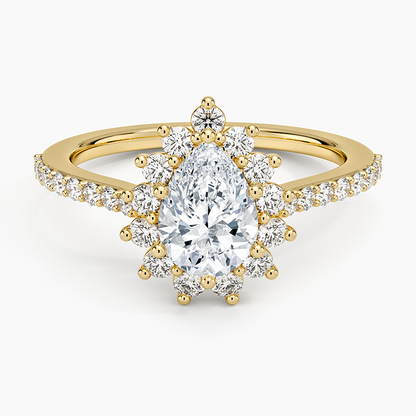 1,50 Karat Damla Halo Tasarım Tektaş Laboratuvar Pırlanta Yüzük 18K-Seraphina - Bold Diamonds