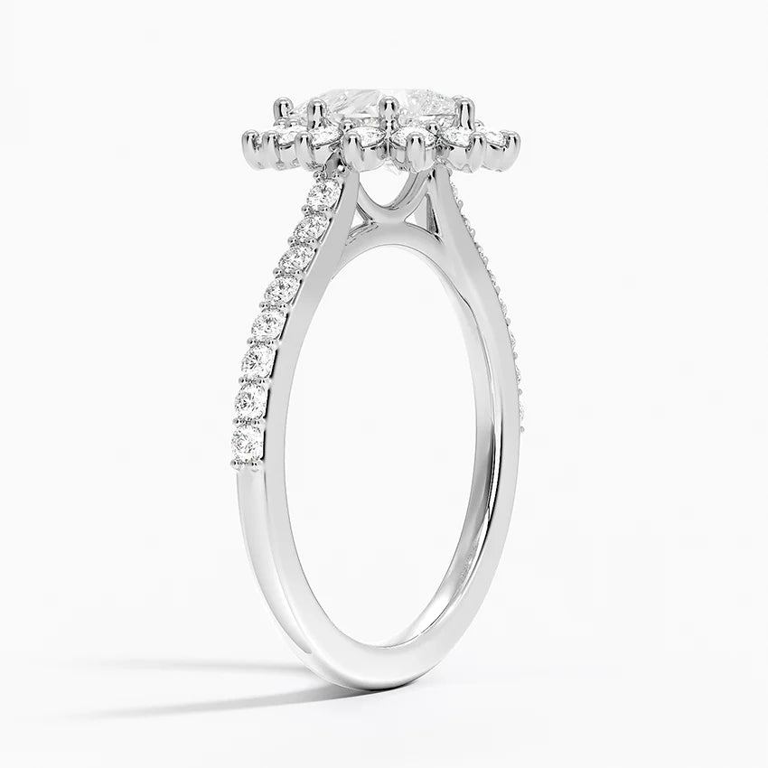 1,50 Karat Damla Halo Tasarım Tektaş Laboratuvar Pırlanta Yüzük 18K-Seraphina - Bold Diamonds