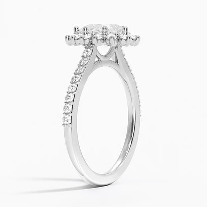 1,50 Karat Damla Halo Tasarım Tektaş Laboratuvar Pırlanta Yüzük 18K-Seraphina - Bold Diamonds