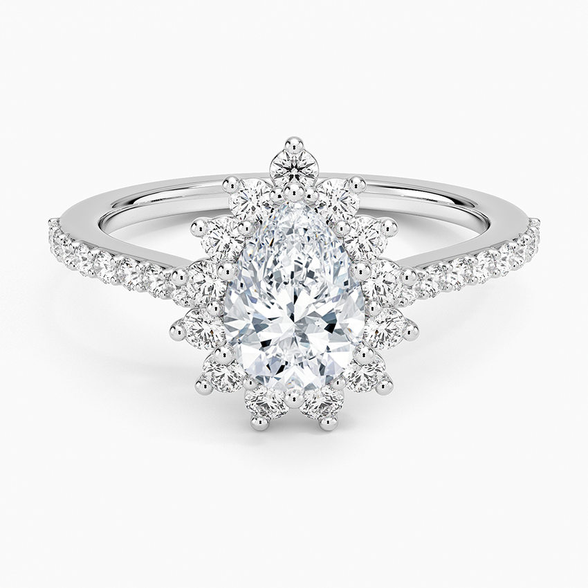 1,50 Karat Damla Halo Tasarım Tektaş Laboratuvar Pırlanta Yüzük 18K-Seraphina - Bold Diamonds