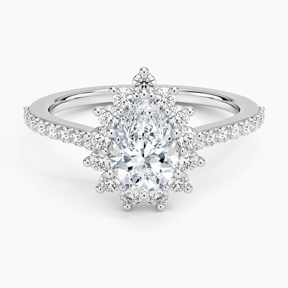 1,50 Karat Damla Halo Tasarım Tektaş Laboratuvar Pırlanta Yüzük 18K-Seraphina - Bold Diamonds