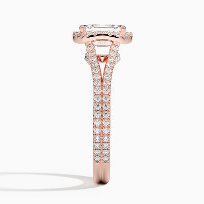 1,50 Karat Emerald Halo Tasarım Tektaş Laboratuvar Pırlanta Yüzük 18K - Aurelia - Bold Diamonds