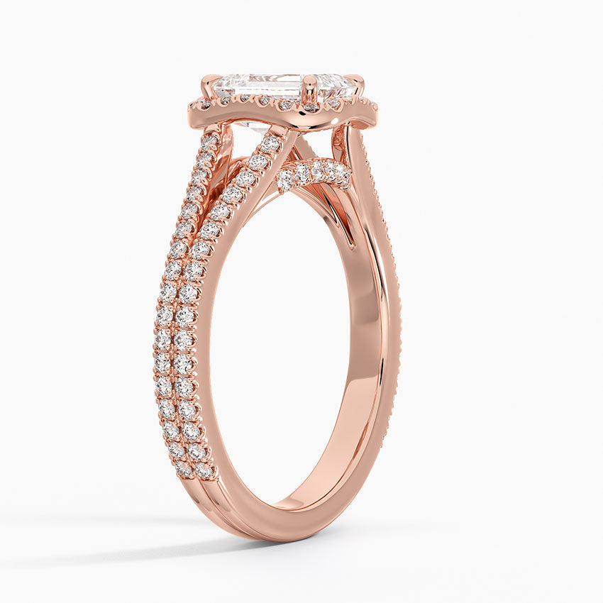 1,50 Karat Emerald Halo Tasarım Tektaş Laboratuvar Pırlanta Yüzük 18K - Aurelia - Bold Diamonds
