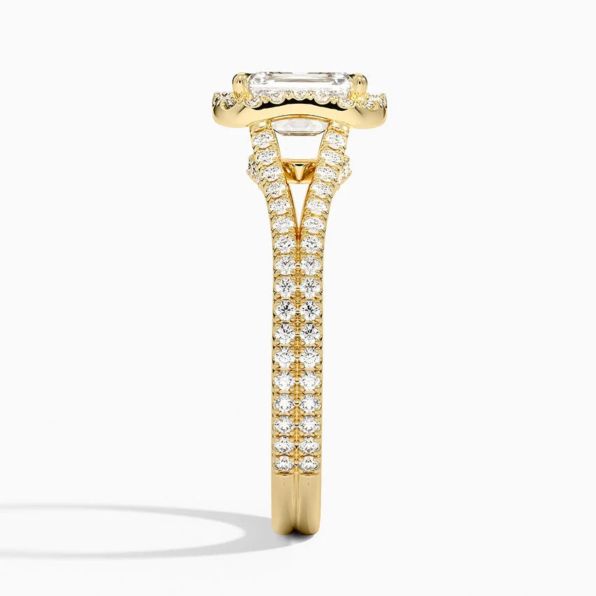 1,50 Karat Emerald Halo Tasarım Tektaş Laboratuvar Pırlanta Yüzük 18K - Aurelia - Bold Diamonds